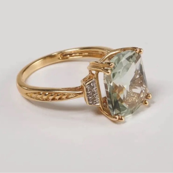 Gorgeous Natural 5.5 CT Prasiolite & Diamonds Michael Valitutti 14K Ring Size 8 - Picture 11 of 16